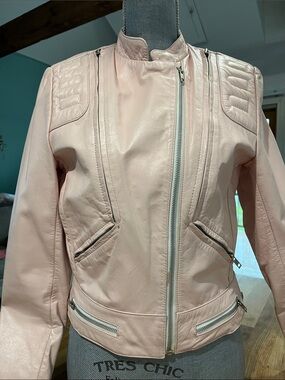 Soft Blush genuine Leather Moto Jacket